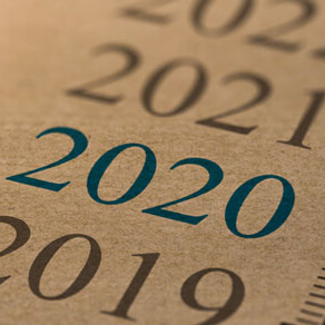 list of years 2019 through 2022 all written in Gray with the exception of 2020 which is written in Blue