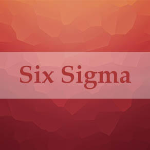 Red background with the words six sigma in a faded white box
