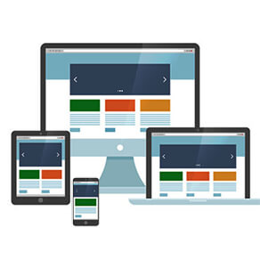 Computers and tablets clipart showing same website on different devices