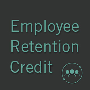 Black box with the words "Employee Retention Credit" and siluettes of people