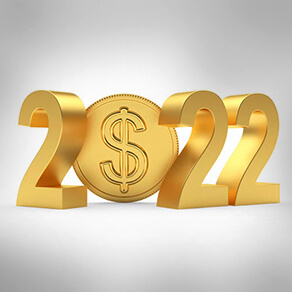 3D the year 2022 in gold