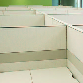 Overhead shot of empty cubes in an office