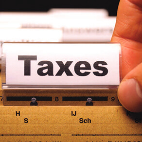 File folder labeled "taxes"