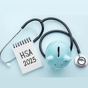 piggy bank with stethoscope on pastel blue background